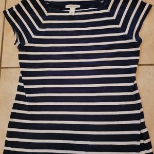 White House Black Market Navy White Stripe Top Size Large